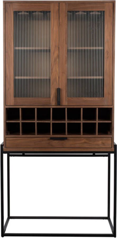 Zuiver Wijnkast Travis Walnoothout en glas 180 x 89cm