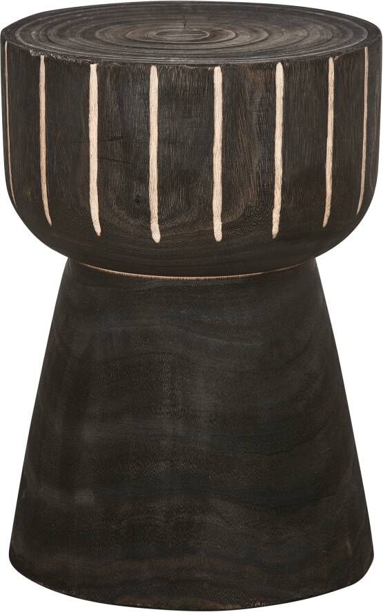 WOOOD Exclusive Kruk Bijzettafel Philip Paulowniahout Donkerbruin Rond