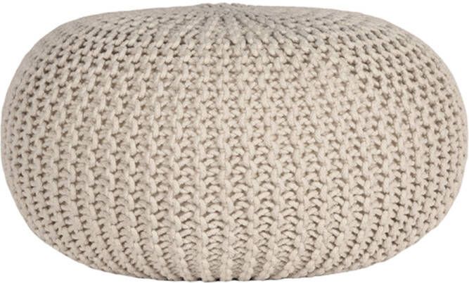 Poef Knitted Naturel Katoen L