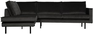 BePureHome Hoekbank 'Rodeo' Links Velvet kleur Antraciet