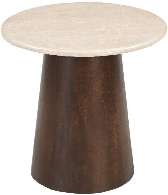 Brix Ronde Bijzettafel Bottecino Marmer en mangohout 45cm Beige