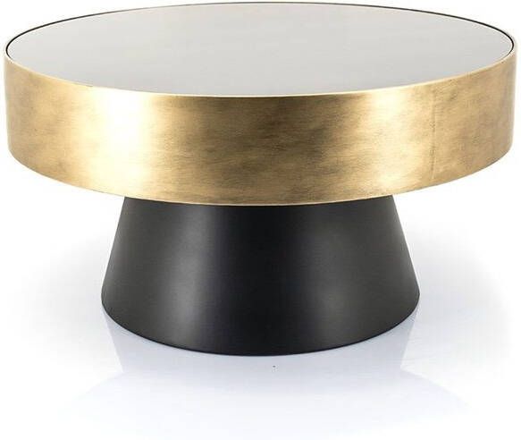 By-Boo Salontafel Bunga 75cm zwart goud met glazen blad Rond