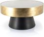 By-Boo Salontafel Bunga 75cm zwart goud met glazen blad Rond - Thumbnail 1