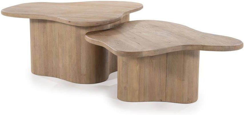 By-Boo Organische Salontafel Fall Mangohout Set van 2 stuks Naturel