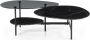 Eleonora Organische Salontafel Levi Marmerlook en rookglas 120 x 102cm zwart - Thumbnail 2