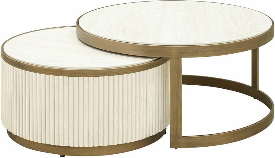 Richmond Interiors Richmond Salontafel Tivoli Keramiek Set van 2 stuks Wit Rond