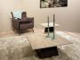 Livingfurn Salontafel Valentino Mangohout en Travertin 75 x 75cm Bruin Vierkant Japandi - Thumbnail 3