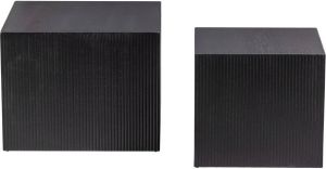 WOOOD Exclusive WOOOD Vierkante Bijzettafel 'Sanne' Set van 2 stuks kleur zwart