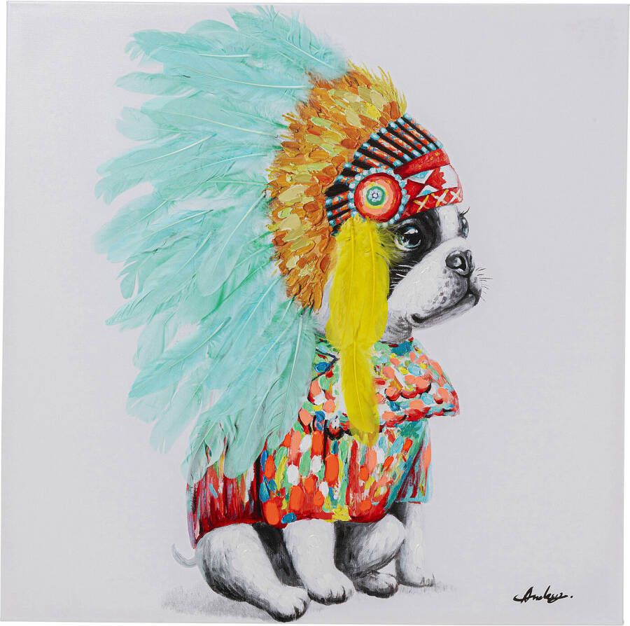 Kare Design | Schilderij Canvas Headdress Dog 80x80cm | Woonaccessoires | Schilderij