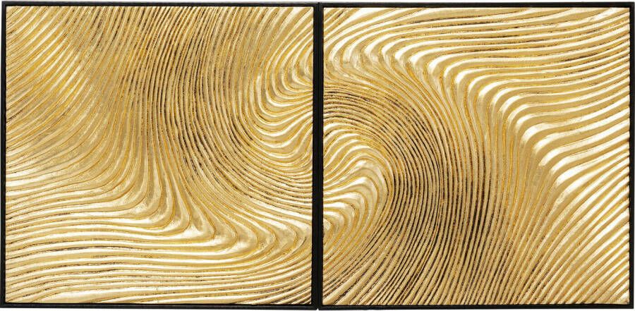Kare Design | Object Schilderij Wave Gold (2 Set) | Woonaccessoires | Beeld