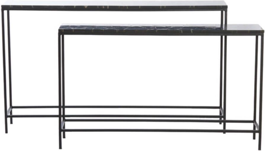 Light & Living Sidetable Morena Agaat Set van 2 stuks Zwart