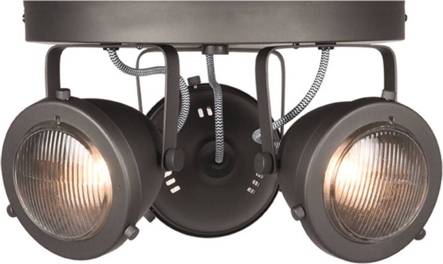 Club Manhattan LABEL51 Led Spot Moto 3-Lichts Burned Steel Metaal l Glas