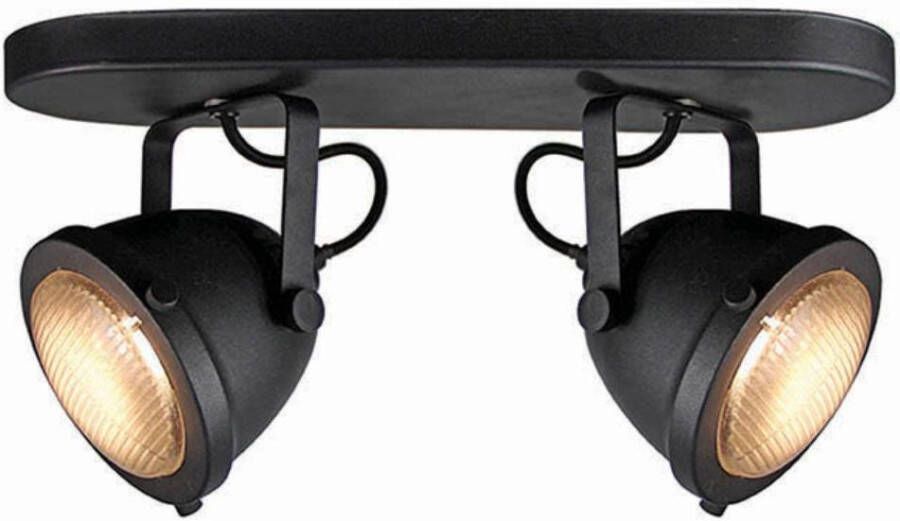 LABEL51 Led Spot Moto 2-Lichts Zwart Metaal Glas