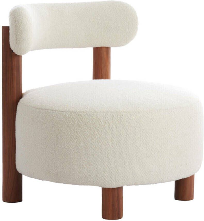 Light & Living Fauteuil Ferentino Acaciahout en Bouclé Crème