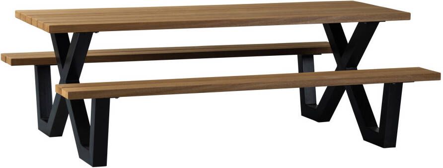 Tablo Outdoor Picknicktafel Naturel Met X-poot Metaal