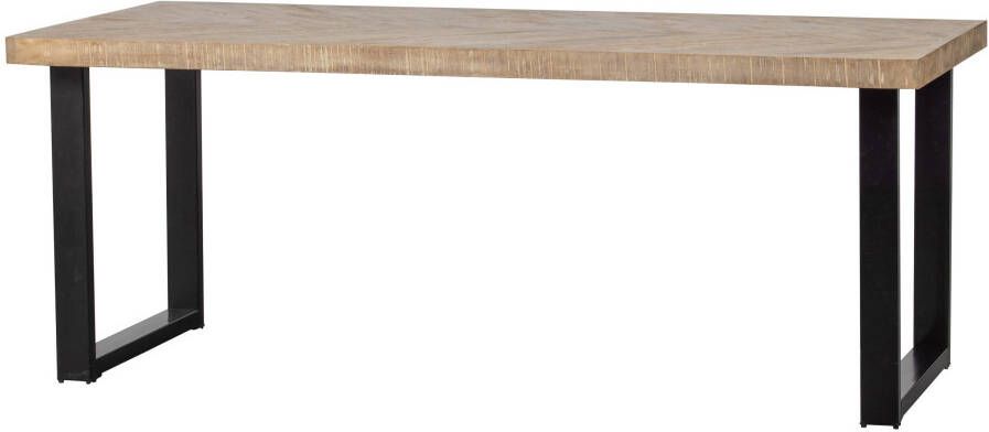 WOOOD Eettafel 'Tablo' Mangohout Visgraat met U-poot 180 x 90cm
