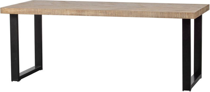 WOOOD Eettafel 'Tablo' Mangohout Visgraat met U-poot 200 x 90cm - Foto 4