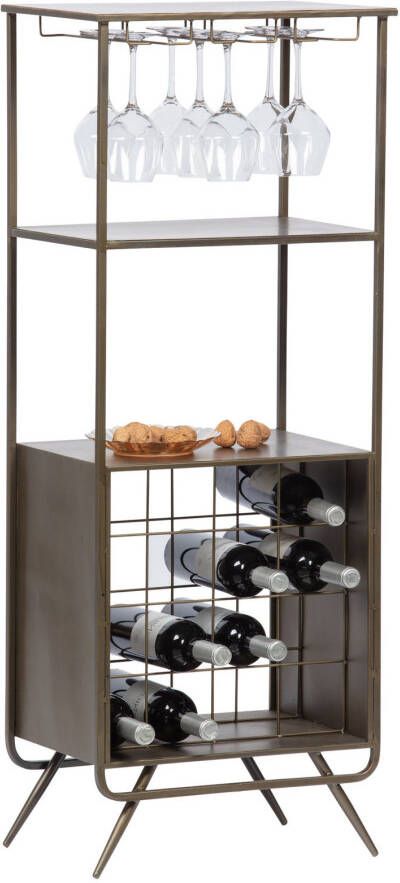 WOOOD Wijnkast 'Vadim' 118 x 46cm kleur Antique Brass