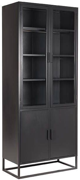 LABEL51 | Vitrinekast Level Zwart Metaal 80x40x190 cm | Woonkamer meubels | Vitrinekast - Foto 4