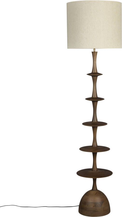 Dutchbone Vloerlamp Cath Mangohout en linnen 180cm Bruin