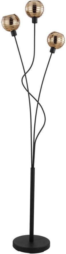 Vloerlamp creppo 3li e27 h1465 zwart goud glas zwart