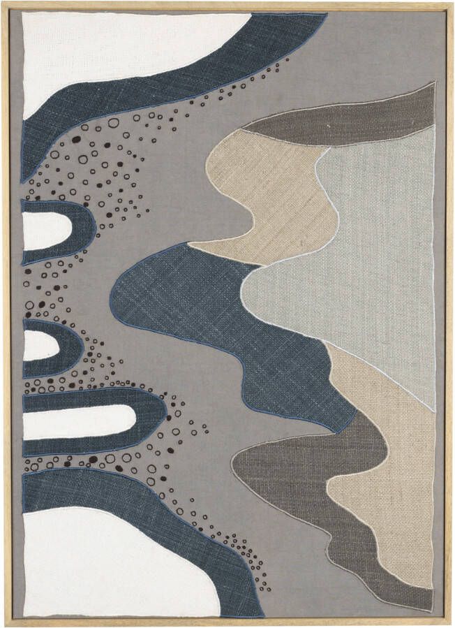 Zuiver Wanddecoratie Coastal Mangohout en stof 104 x 75cm Blauw
