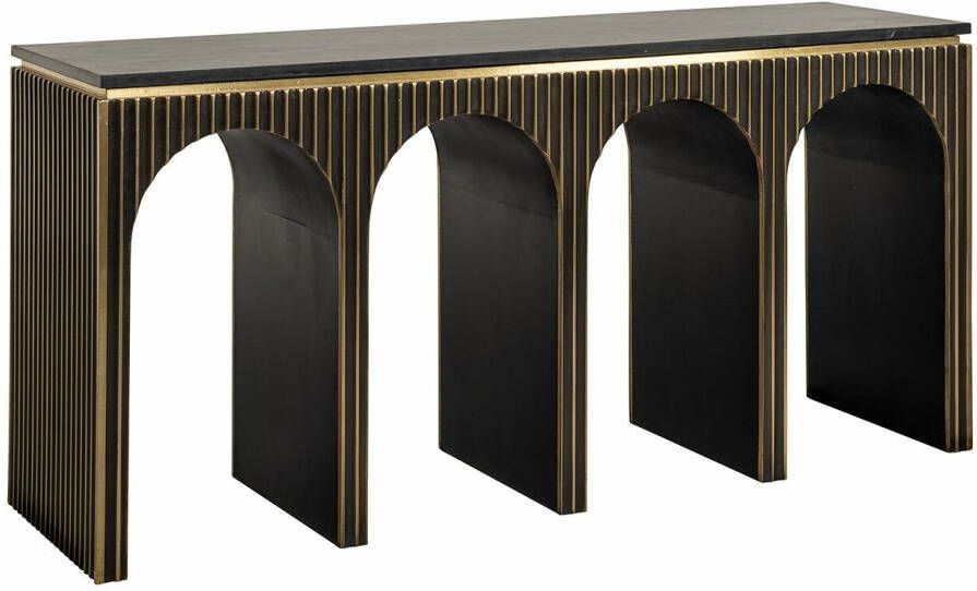 Richmond Interiors Richmond Sidetable Les Arcs Marmer en brass 160cm Brushed gold