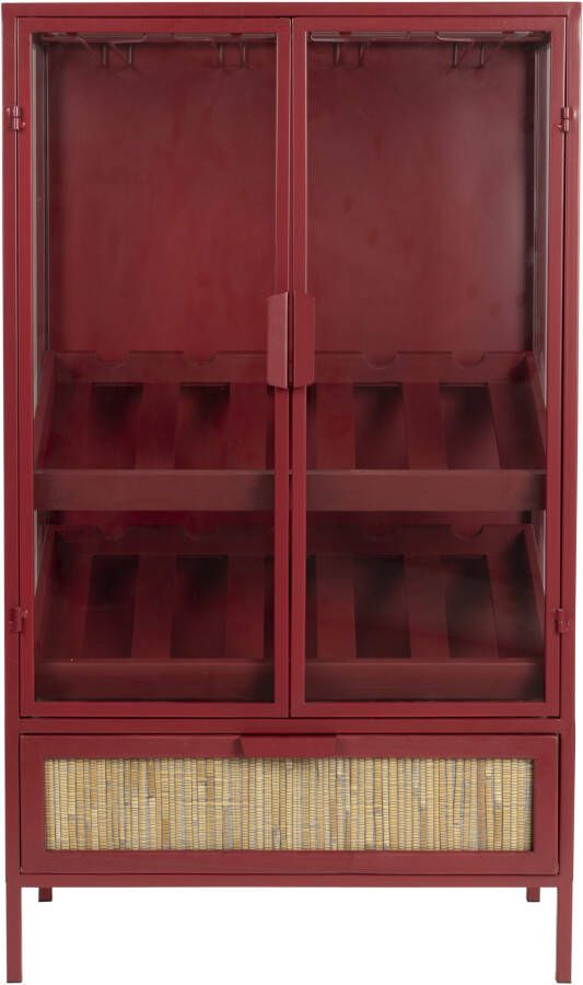 Dutchbone Wijnkast Mori Sparrenhout 130 x 60cm Rood