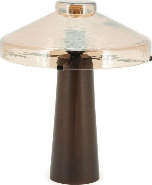 By-Boo Tafellamp Dome Hout en glas 35cm hoog Bruin