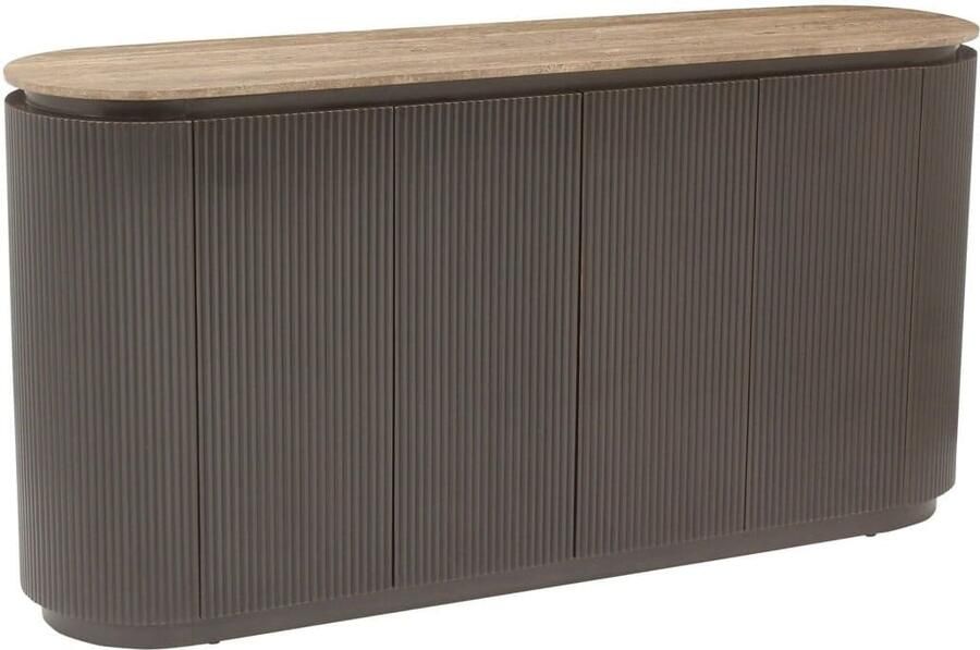 Richmond Interiors Richmond Dressoir Russo Travertin en brass 160cm Bruin
