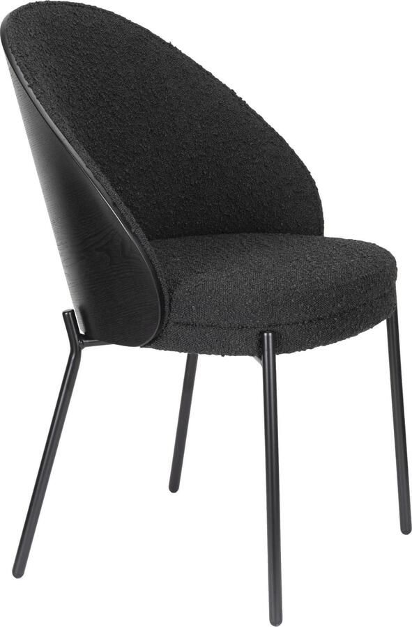 Dutchbone | Dutchbone | Eetkamerstoel Rodin Bouclé Black | Eetkamerstoelen | Eetkamerstoel | Eetkamerstoelen | Eetkamerstoel