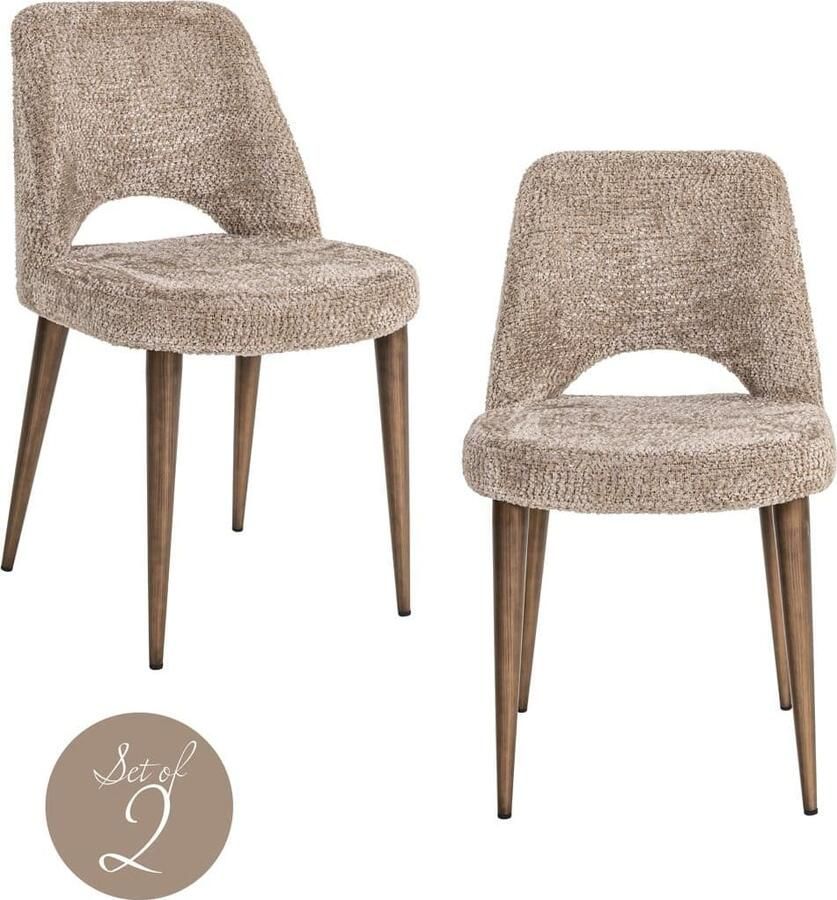 Richmond Interiors Richmond Eetkamerstoel Delphine Chenille Naturel