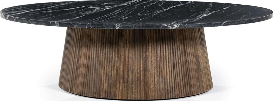 Eleonora Ovale Salontafel Maxim Mangohout en marmer 120 x 70cm Zwart Ovaal