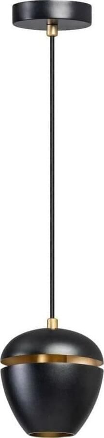 ETH verlichting | ETH Claire Hanglamp E27 Zwart+goud Kap 15cm + 2 Meter Stof Zwart Kabel | Woonaccessoires | Hanglamp