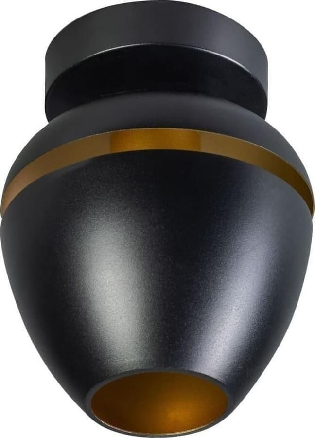 ETH verlichting | ETH Claire Plafondlamp E27 Zwart+goud Kap 15cm | Woonaccessoires | Plafonnière