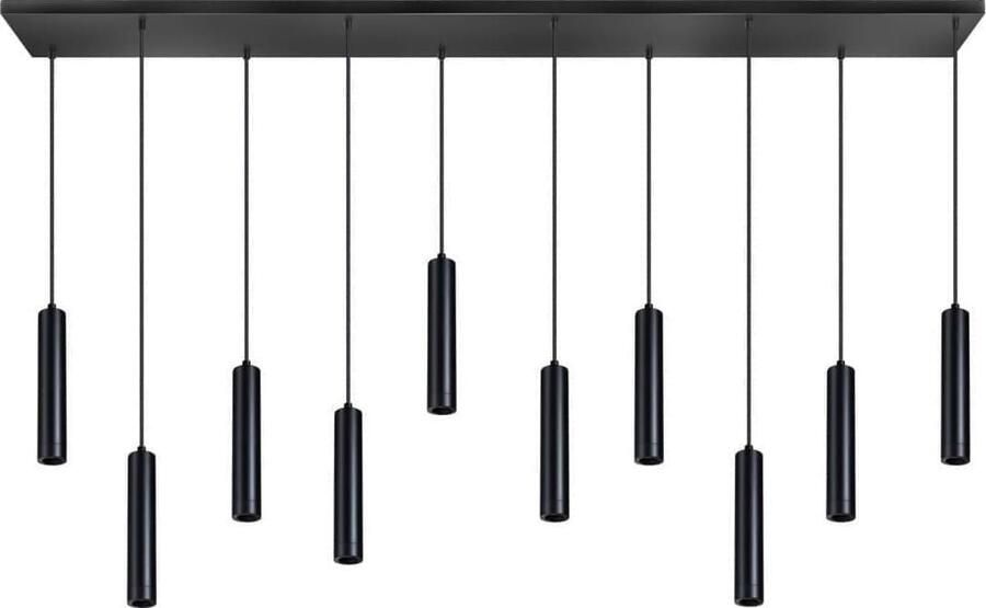 ETH verlichting | ETH Miller Hanglamp 10x E27 Zwart 140cm Lang 25cm Breed | Woonaccessoires | Hanglamp