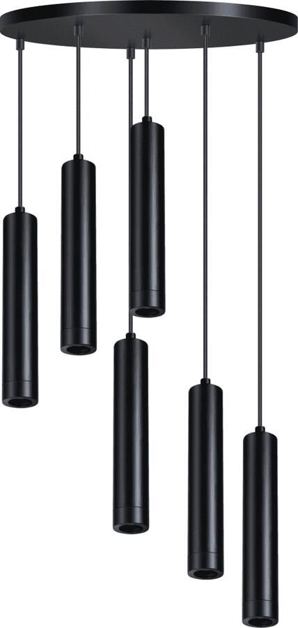 ETH verlichting | ETH Miller Hanglamp Rond 6x E27 Zwart | Woonaccessoires | Hanglamp