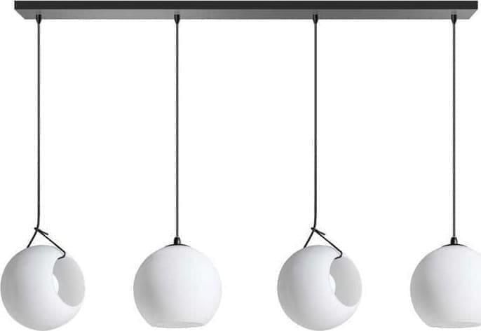 ETH verlichting | ETH Orb Opal Balk Hanglamp 4x E27 Opaal Glas 25cm Zwart | Woonaccessoires | Hanglamp