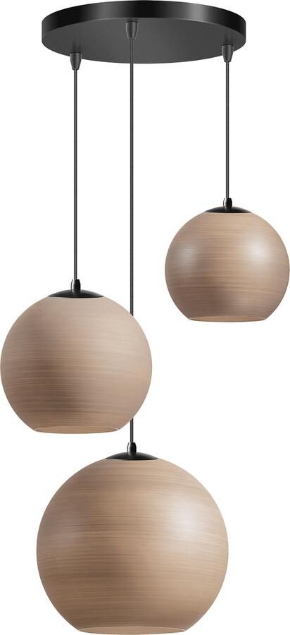 ETH verlichting | ETH Orb Saturn Hanglamp TRIO 3x E27 Taupe grijs Glas 20-25-30cm Zwart | Woonaccessoires | Hanglamp