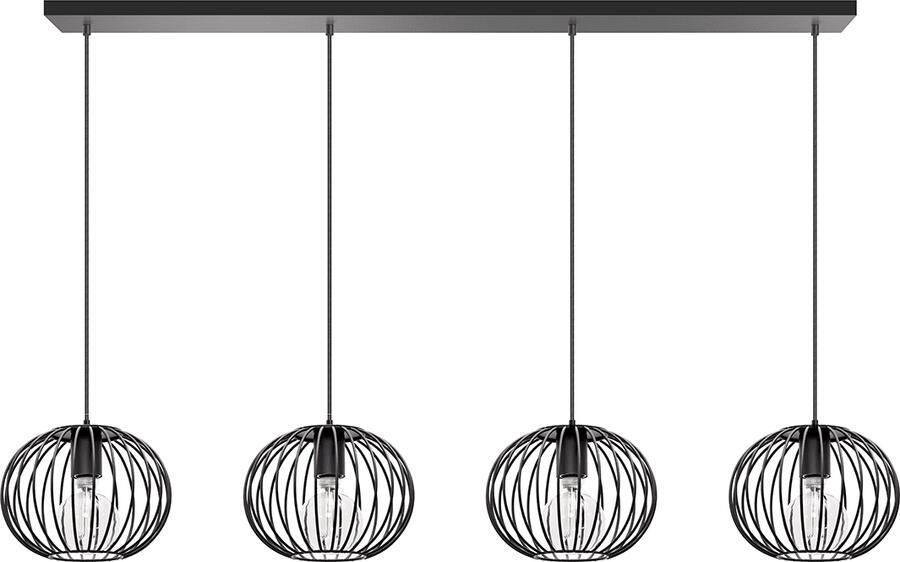 ETH verlichting | ETH Wire 2.0 Balk 120cm 12cm 4x E27 25cm Zwart 2 Mtr Wire | Woonaccessoires | Hanglamp
