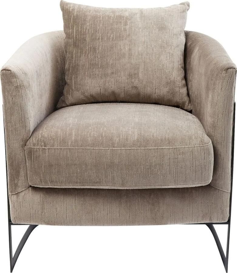 Kare Design La Vida Fauteuil Stof Beige Zwart Metalen Onderstel