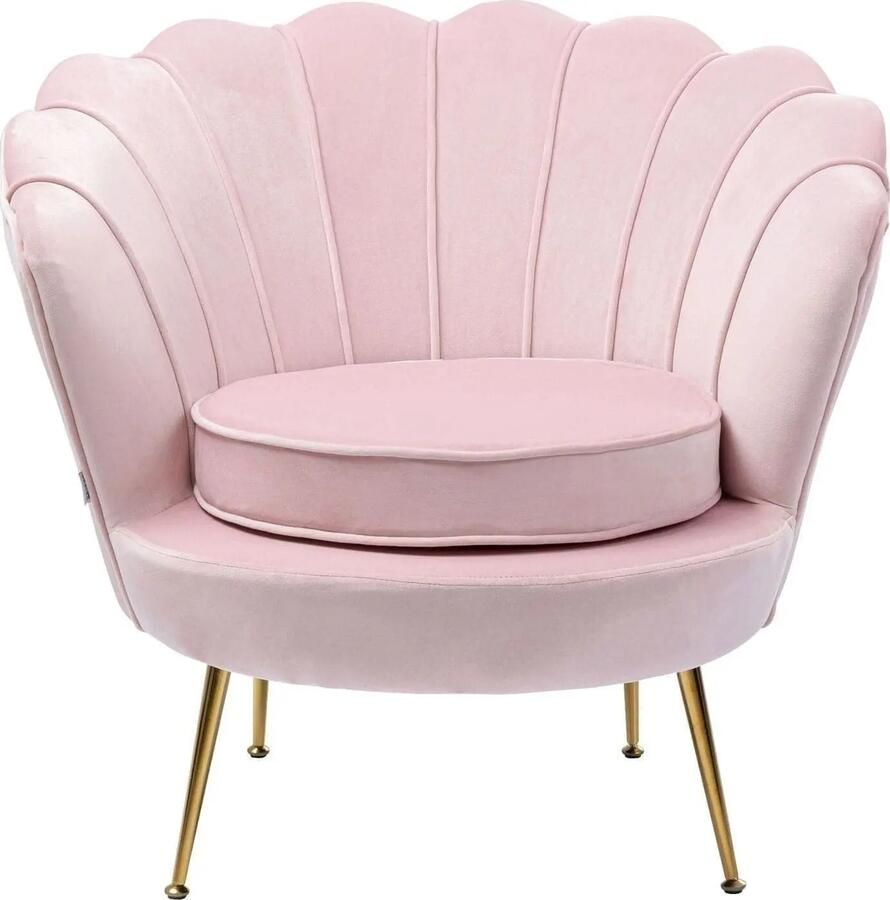 Kare Design Water Lily Gold Fauteuil Pastelroze Fluweel