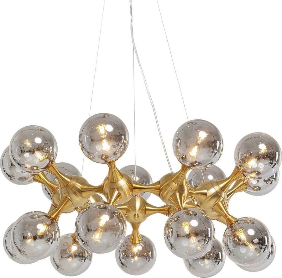 Kare Design Atomic Balls Hanglamp Messing|Rookglas