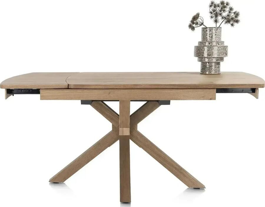 Henders en Hazel | Nyon uitschuiftafel 140 (+ 50) x 100 cm natural sand platinum gelakt | Eettafels | Uitschuiftafel