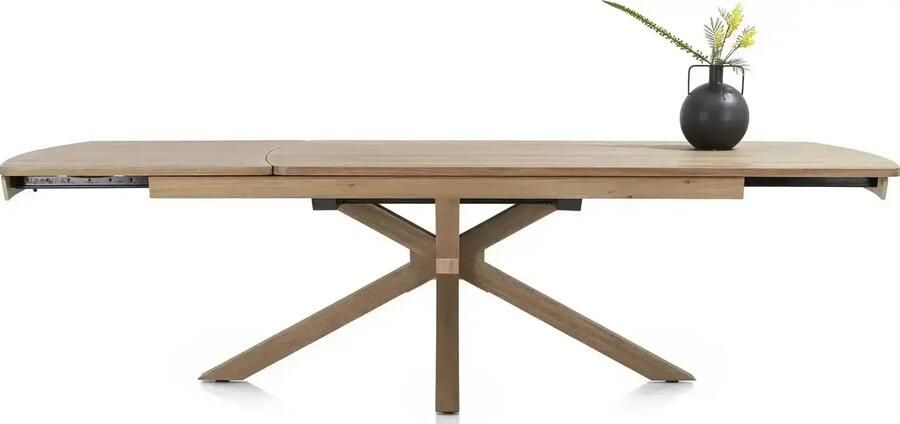 Henders en Hazel | Nyon uitschuiftafel 200 (+ 80) x 100 cm natural sand platinum gelakt | Eettafels | Uitschuiftafel