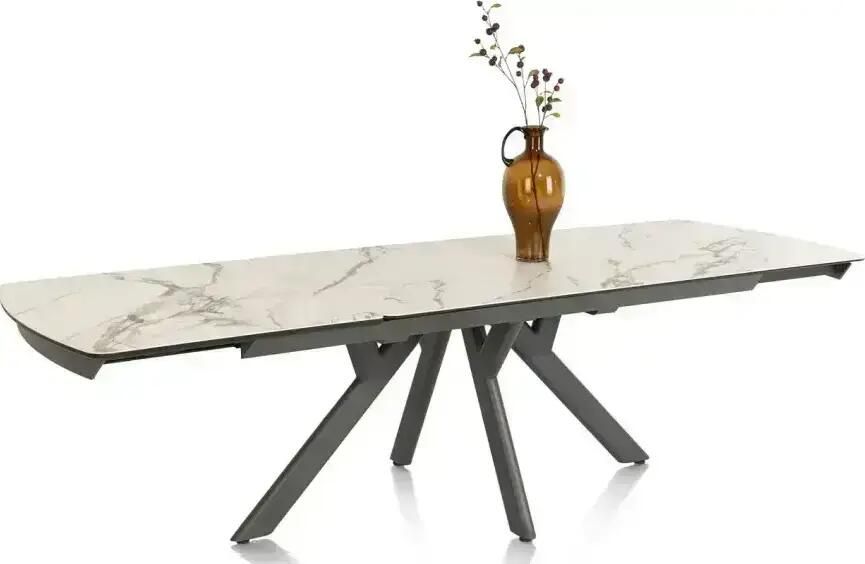 Henders en Hazel | Vegas uitschuiftafel 170 (+ 60) x 100 cm keramiek op glas wit | Eettafels | Uitschuiftafel