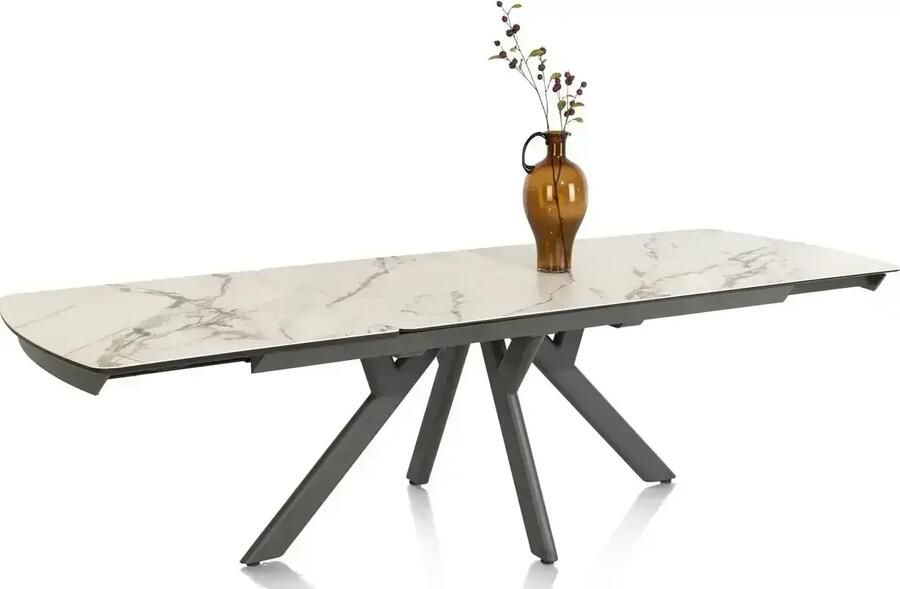 Henders en Hazel | Vegas uitschuiftafel 200 (+ 80) x 100 cm keramiek op glas wit | Eettafels | Uitschuiftafel