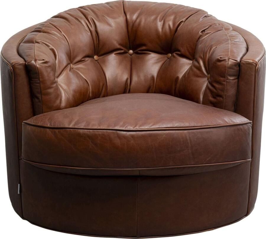 Kare Design | Draaifauteuil Music Hall Leather Brown | Zitmeubels woonkamer | Draaifauteuil
