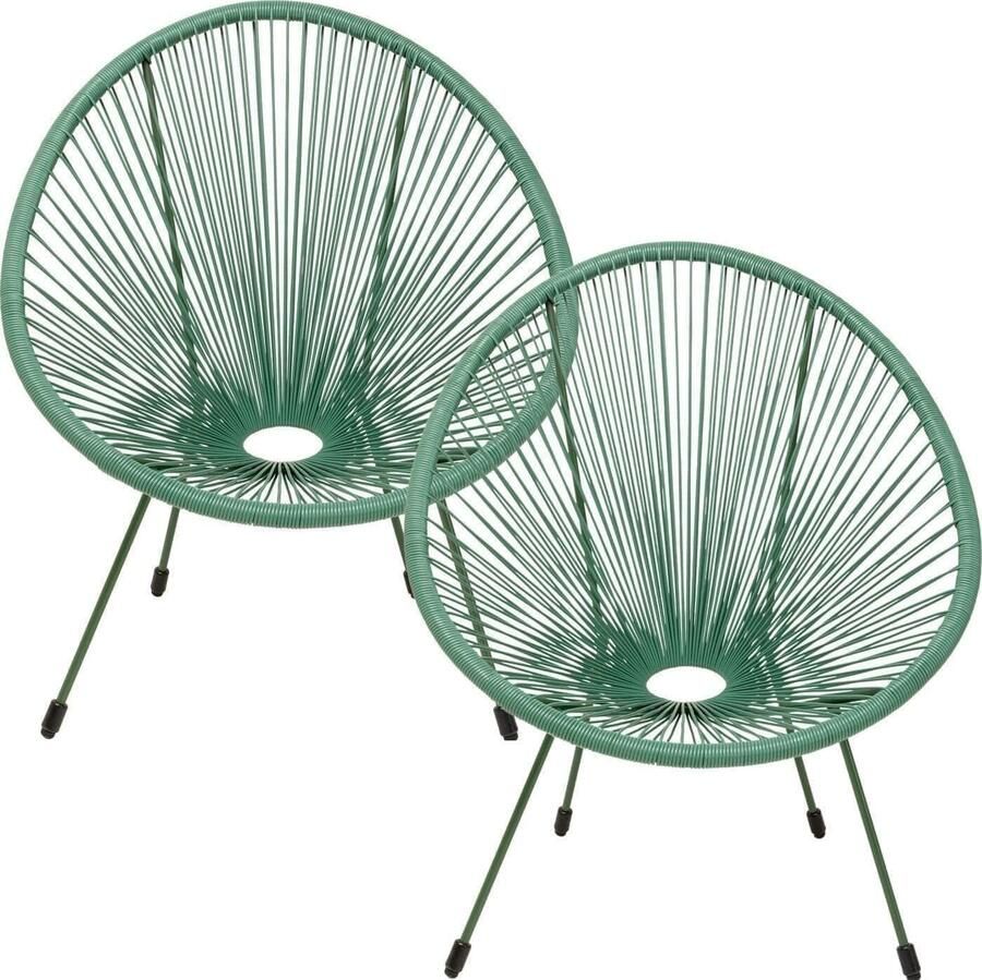 Kare Design | Fauteuil Acapulco Set 2 Mono Green | Tuinmeubelen | Lounge tuinstoel