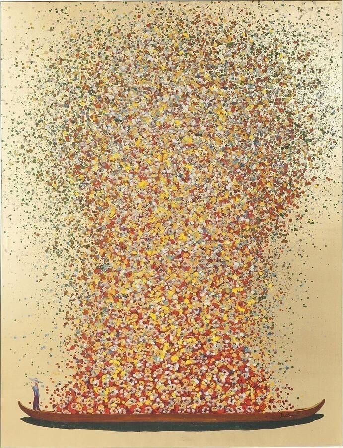 Kare Design | Schilderij Canvas Flower Boat Gold Red 80x100cm | Woonaccessoires | Schilderij